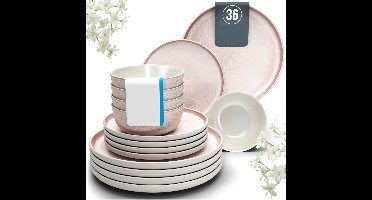 ApexArte® Serviesset 12 Persoons - Serviessets - Bordenset - Chique Bordenset - Porselein - Roze