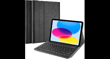 Just in Case tablet Hoes met Toetsenbord geschikt voor iPad 11 (2025) 11 inch / 10e generatie (2022) 10.9 inch - QWERTY Bluetooth Keyboard Case - Zwart
