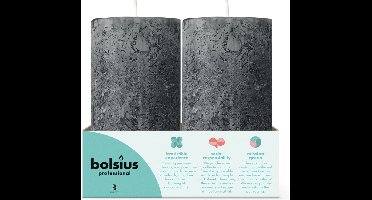 Bolsius - Rustieke Stompkaarsen 130/68 - Stormy Grey - 6 stuks