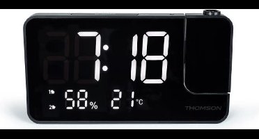 Projectorklokradio - THOMSON - Zwart - FM-radio - Temperatuur - Vochtigheid - Dubbel alarm - USB-C - Voeding 230V