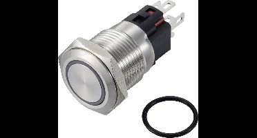 TRU COMPONENTS TC-12647404 Drukschakelaar 250 V/AC 3 A 1x uit/(aan) IP65 Blauw Continu RVS 1 stuk(s)