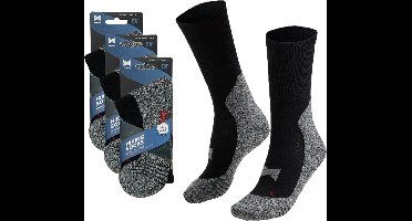 Apollo wandelsokken - zwart - volwassenen - maat 35/38 - Outdoor - Coolmax - Voor intensief gebruik - 3x paar
