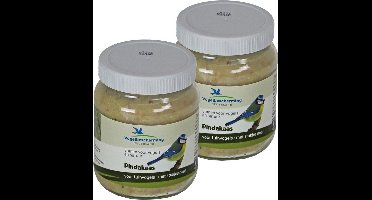 Vogelbescherming Vogelvoer - 2x - pot - vogel pindakaas met noot - 330gr - winter vogelvoer/dierenvoer