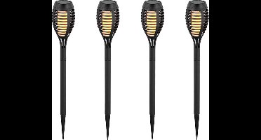 V-TAC VT-724 Zonnevlam Stick Lights - IP44 - Zwart - 1W - 2200K - Set van 4