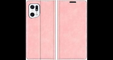 Cazy Hoesje geschikt voor Oppo Find X5 - Hoesje met Pasjeshouder - Luxe Book Case - Roze