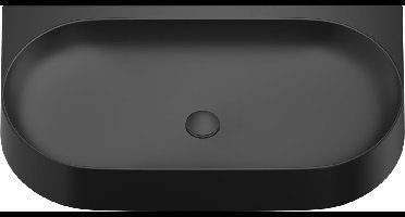 Ravak Yard - Wastafel 81x50 cm, zonder overloop, kraangat, mat zwart XJX0D280002