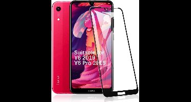 Screenprotector geschikt voor Huawei Y6 2019 Full Cover Glass Screenprotector - Zwart