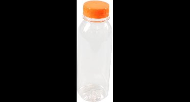 Fles transparant pet 330 cc + oranje dop 210 stuks