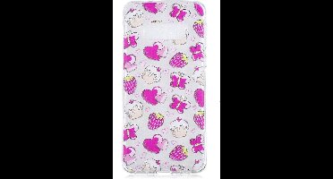 Shop4 - Geschikt voor Samsung Galaxy S10e Hoesje - Zachte Back Case Vlinders en Aardbeien Roze