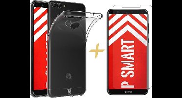 Hoesje geschikt voor Huawei P Smart 2019 - Transparant TPU Siliconen Soft Gel Case + Tempered Glass Screenprotector - van iCall