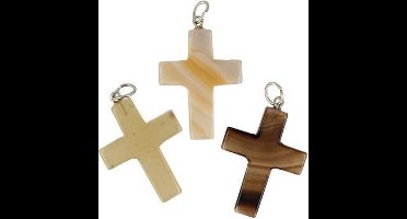 Agaat edelsteen hanger - Kruis 28 mm