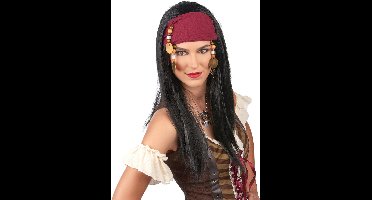 Vegaoo - Piratenpruik met hoofdband voor volwassenen - Zwart - One Size