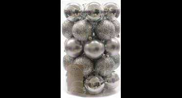 42 stuks Kerstbal plastic mix/80mm/zilver - Kerstballen - Plastic - Zilver - 42 stuks
