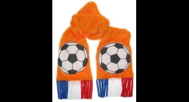 Oranje grassjaal met voetbalzakken