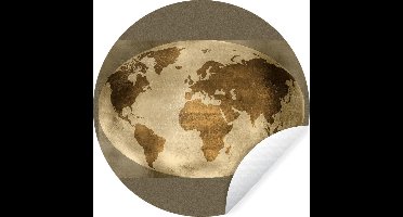 WallCircle - Muurstickers - Behangcirkel - Wereldkaart - Wereldbol - Retro - ⌀ 30 cm - Muurcirkel - Zelfklevend - Ronde Behangsticker
