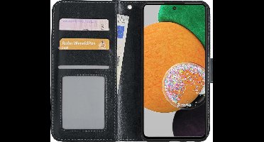 Hoesje - Met Pasjeshouder - Geschikt voor Samsung Galaxy A52s 5G - Luxe Bookcase Portemonee - Flip Case - Kunstleer Book Case - Flipcase - Book Cover - Walletcase - Portemonneehoes - Zwart