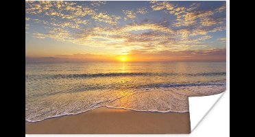 Poster Strand - Zonsondergang - Zee - 30x20 cm
