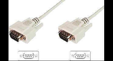Digitus Serieel Aansluitkabel [1x D-sub stekker 9-polig - 1x D-sub stekker 9-polig] 3.00 m Beige