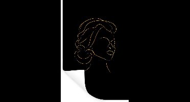 Muurstickers - Sticker Folie - Vrouw - Zwart - Goud - Line art - 20x30 cm - Plakfolie - Muurstickers Kinderkamer - Zelfklevend Behang - Zelfklevend behangpapier - Stickerfolie