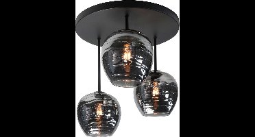 Fantasy Plafondlamp 3 lichts zwart +glas smoke Apple - Modern - Highlight - 2 jaar garantie