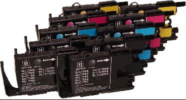 Set 10x ABC huismerk inkt cartridge geschikt voor Brother LC-1220 LC-1240 XL voor DCP-J525W DCP-J725DW DCP-J925DW MFC-J430W MFC-J5910DW MFC-J625DW MFC-J6510DW MFC-J6710DW MFC-J6910DW MFC-J825DW