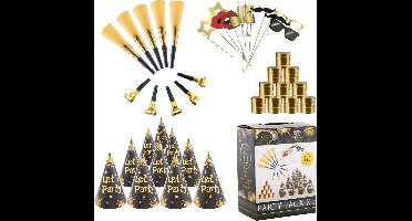 Party box 10 personen goud-zwart