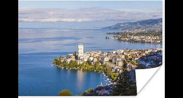 Poster Skyline van Montreux en het Meer van Genève - 30x20 cm