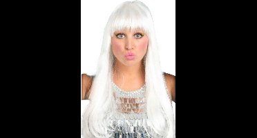 Pruik Trendy Valley lang Wit