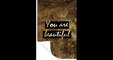 Muurstickers - Sticker Folie - Quote - Beauty - Bruin - Goud - 20x30 cm - Plakfolie - Muurstickers Kinderkamer - Zelfklevend Behang - Zelfklevend behangpapier - Stickerfolie