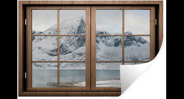 Muurstickers - Sticker Folie - Doorkijk - Landschap - Winter - 30x20 cm - Plakfolie - Muurstickers Kinderkamer - Zelfklevend Behang - Zelfklevend behangpapier - Stickerfolie