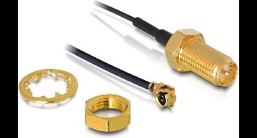 MHF I (v) - RP-SMA (v) kabel - Micro Coax (1,13 mm) - 50 Ohm / zwart - 0,10 meter