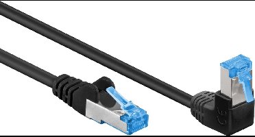 S/FTP CAT6a 10 Gigabit netwerkkabel haaks naar boven / recht / zwart - LSZH - 3 meter