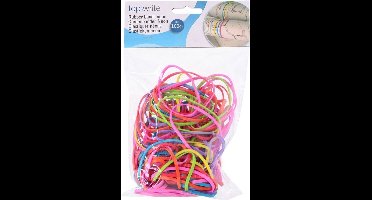 Topwrite Elastiek - 130x stuks - dunne kantoor elastiekjes in neon kleuren
