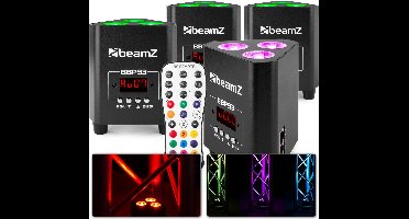 Uplighter LED - BeamZ BBP93 - Set van 4 Uplights met 3x 10W LED's per spot