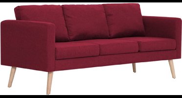 vidaXL - Driezitsbank - stof - wijnrood