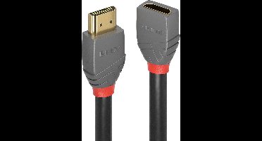 LINDY 36476 HDMI-kabel HDMI Verlengkabel HDMI-A-stekker, HDMI-A-bus 1.00 m Antraciet, Zwart, Rood 4K UHD, Vergulde stee