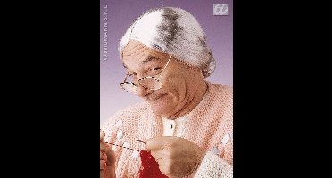 Oma pruik grijze haren met knotje