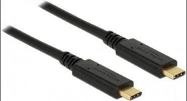 Premium USB-C naar USB-C kabel met E-Marker chip - USB2.0 - tot 20V/5A / zwart - 1 meter