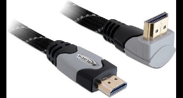 Delock - 1.4 High Speed HDMI kabel - eenzijdig haaks - 3 m - Zwart/Grijs