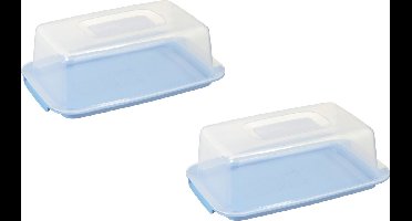 2x stuks vershouddozen/voedsel bewaardozen transparant/blauw 3,75 liter - Cakedozen/vershouddozen/voedsel bewaardozen