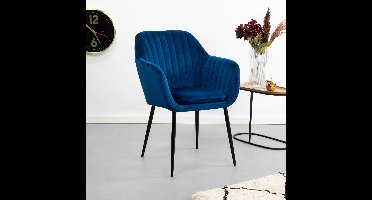 Sohome Eetkamerstoel 'Albin' Velvet, kleur Donkerblauw