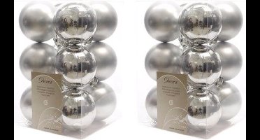Decoris kerstballen - 24x st - zilver - D6 cm - kunststof - mat/glans - kerstversiering