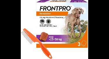FRONTPRO XL - Vlooien en Teken Hond Tablet - 25 tot 50 kg - 3 Tabletten - Inclusief Gratis Vlooienkam