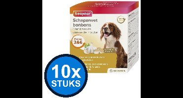 10x Beaphar - schapenvet bonbons mini knoflook 245gr - Hondenvoer Snacks - 245 g