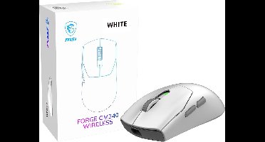 MSI FORGE GM340 WIRELESS WHITE – Gamingmuis – Draadloos RF - Bluetooth – Optisch – 12.000 DPI