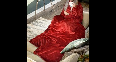 Snugs Deluxe XL Fleece Deken met Mouwen – 215x150 cm – Bruin en Rood