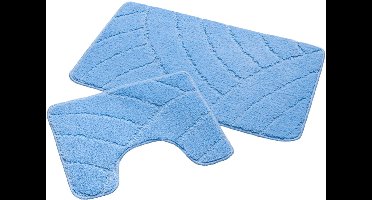 Badmat Set Nevada – Douchemat 60x100 cm & WC Mat 50x60 cm – Zachte Chenille Badkamermat – Antislip – Wasbaar – Oeko-Tex– Blauw