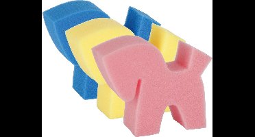 Excellent Spons Flecki Horse - 3 Stuks - Leuke sponsjes in paardenvorm - Gemaakt van foam - Blauw/Geel/Roze