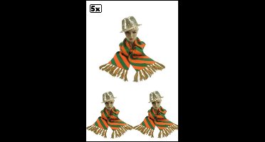 5x Sjawl gebreid oranje groen 20x160cm