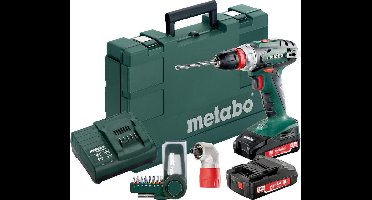 Metabo BS 18 Quick 18V Li-Ion accu boor-/schroefmachine set (2x 2.0Ah accu) in koffer incl. haakse voorzetkop en bitset